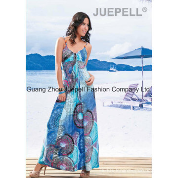 Knit Women Cheap Pleated Medallion Imprimer Cami Maxi Dress OEM